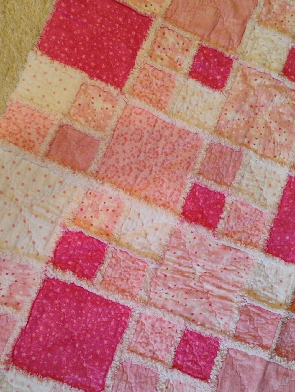 Soft Pink Patchwork Quilted Blanket